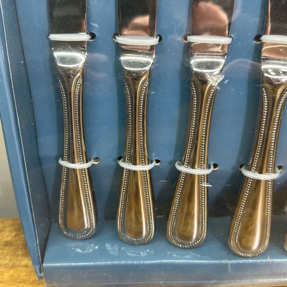 Towle Silversmiths Continental Bead 10 pc Steak + Carving Set NEW in box 5020379